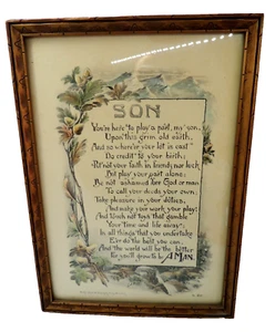 Vintage gerahmter Druck SON von Reinthal & Newman NY #102 Geschenk für Sohn Sammlerstück - Bild 1 von 18