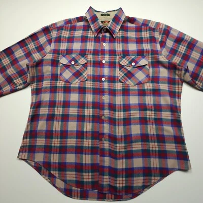 VTG Greatland Sportswear Mens Shirt XL Tan Red Blue Plaid Flannel Hike Thin Soft - Image 1 of 4