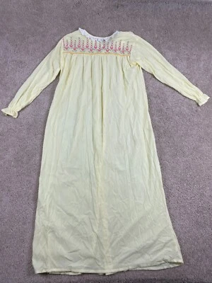 Camisón largo vintage para mujer grande con volantes plisado bordado corazón amarillo Foto 1 de 4