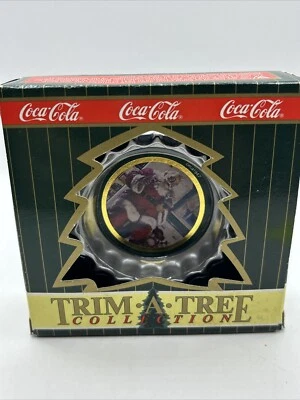 Coca Cola Christmas Trim A Tree Ornament Bottle Lid With Circa 1964 Santa - Image 1 of 4