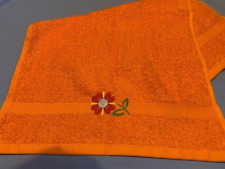 NEW Orange  bathroom Hand Towel FLOWER red silver pink embroidered free ship