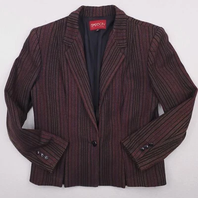 De Colección Chaqueta Sasson Mujer 12 Multicolor Rayas Traje Blazer Cachemira Mezcla Lana Foto 1 de 4