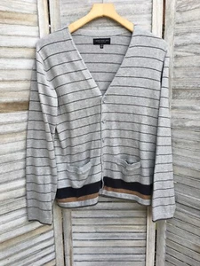 Maglione cardigan uomo Forever 21 taglia L righe tasche scollo V grigio cotone primaverile - Foto 1 di 4