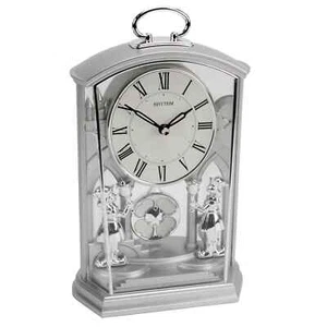 Rhythm Silver Carriage Mantel Clock with Swinging Pendulum 4RP796WR19 - Picture 1 of 1