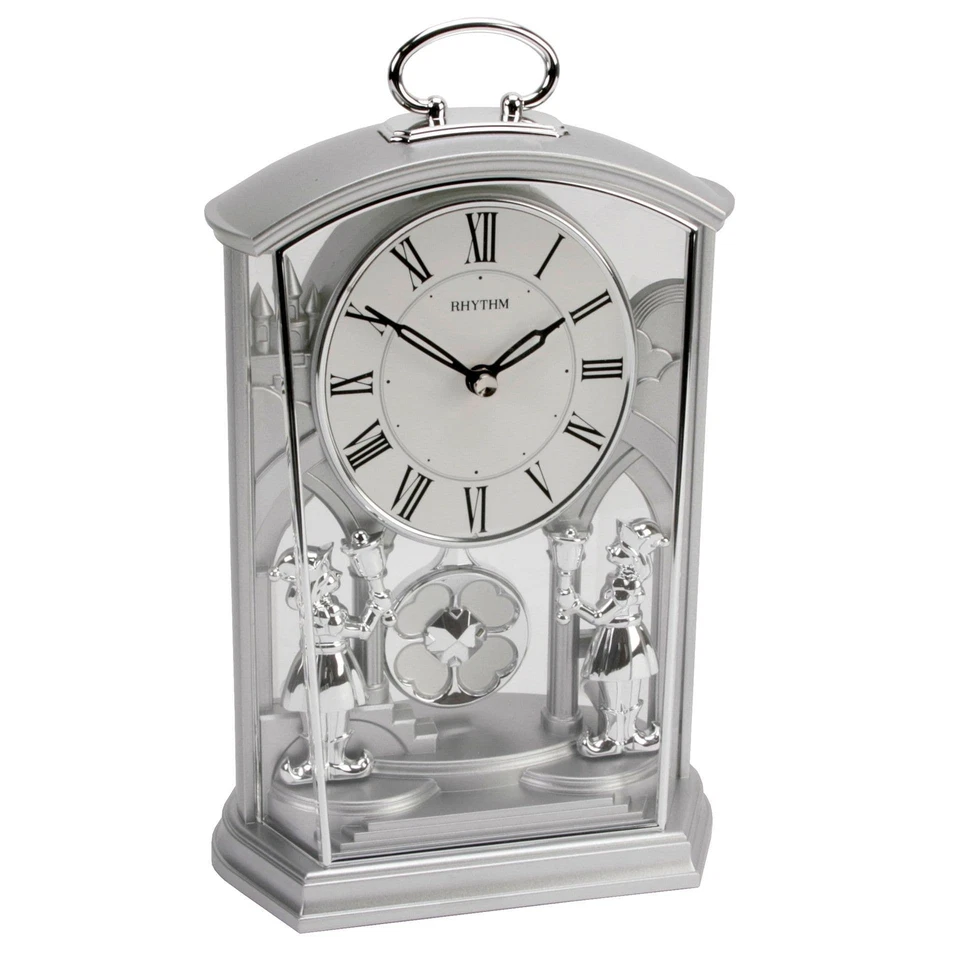 Rhythm Silver Carriage Mantel Clock with Swinging Pendulum 4RP796WR19 - Image 1 of 1