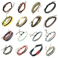 Leather Wrap Bracelet Bangle Braided Rope Multi Layer Cord Jewellery Men Women
