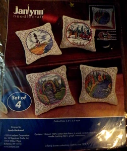 SU25 NEW JANLYNN NEEDLECRAFT "FOUR SEASONS PIN CUSHIONS" #021-1744 CROSS STITCH - Picture 1 of 5