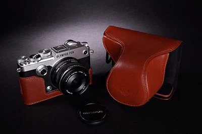 Funda completa de cuero genuino para cámara para Olympus PEN-F PEN F marrón Foto 1 de 4