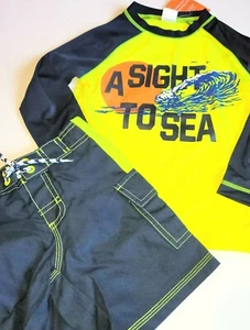 Gymboree sz 5 Boys Swim Rashguard Set Ocean Surf Yellow NWT - Picture 1 of 4
