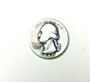 1940 Silver Washington Quarter - Picture 1 of 2