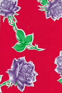 Oilcloth Fabric Havana Roses Red Pattern Sold in Yard or Bolt - Picture 1 of 2