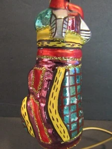 MERCURY GLASS Colorful Golf Bag HANGING Ornament 5" TALL Made in Poland - Picture 1 of 6