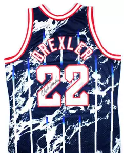 Clyde Drexler Signed Rockets Mitchell & Ness Hardwood Swingman Jersey- JSA W - Picture 1 of 6