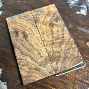 BURL WILD! GRAIN CURLY Claro Walnut Bookmatched Knife Scales Handle Grips K709 - Imagen 1 de 5