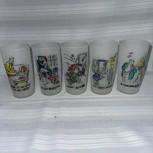 Federal Tom Collins Gläser Frosted Risqué Vintage MCM Barware - 5 - Bild 1 von 6