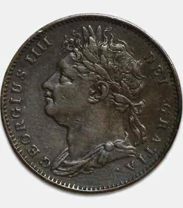 Moneta XF 1821 Farthing, Punto Dopo Data, Gran Bretagna Regno Unito - Giorgio IV - Foto 1 di 3