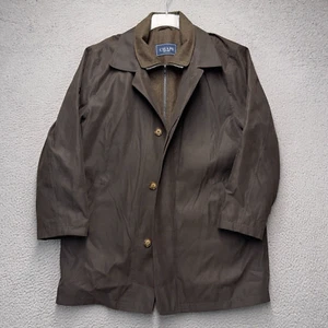 Chaps Overcoat Mens 42 Short Brown Button Front Wool Facing Jacket Coat Casual - Picture 1 of 15