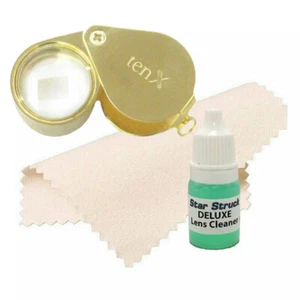 NEW 10X Gold Triplet Coin Jewelry Eye Loupe Magnifier Jewelers Diamond Loop 18mm - Picture 1 of 4
