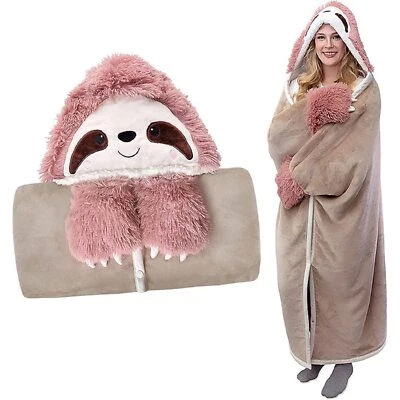 Rosa Faultier Geschenk für Frauen Tragbare Decke Sofadecke Sloth Kuscheldecke... - Bild 1 von 4