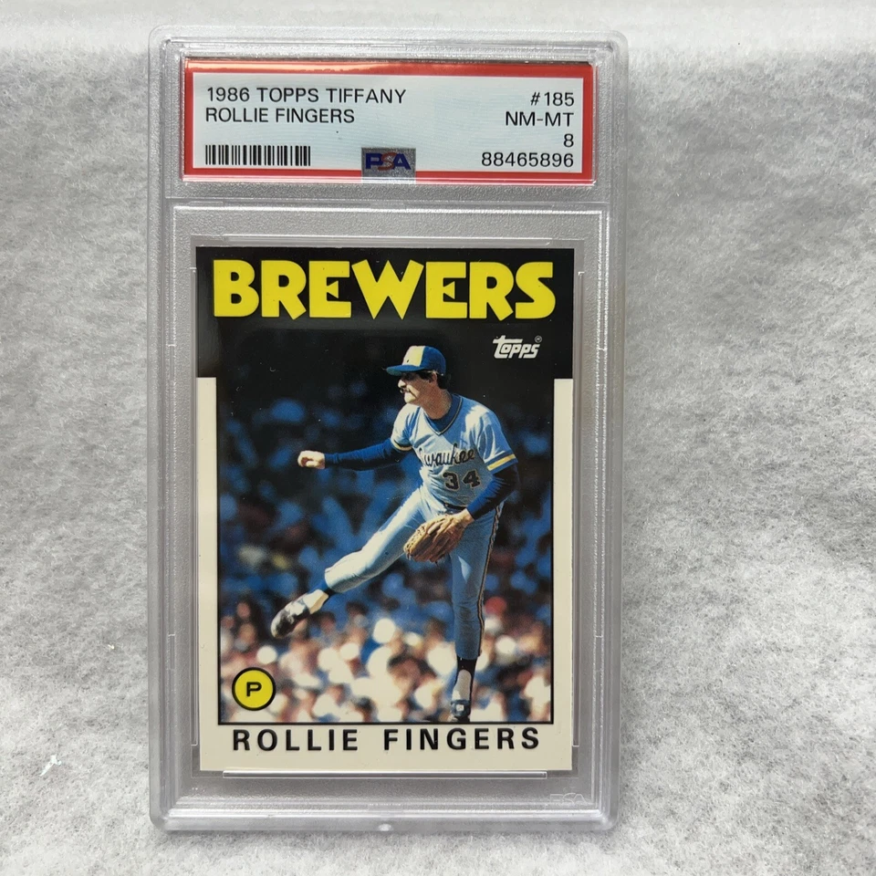 1986 TOPPS TIFFANY #185 ROLLIE FINGERS HOF PSA 8 NM-MT BREWERS - Image 1 of 2