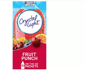 Crystal Light Sugar-Free Fruit Punch On-The-Go Powdered Drink Mix 10 Count *NEW* - Picture 1 of 7