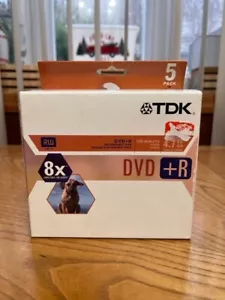 TDK 5 PACK 8X DVD+R 120 MINUTI 4,7GB SCATOLA ORIGINALE E CUSTODIE GIOIELLO - Foto 1 di 6