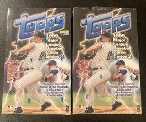 NEW & SEALED (2) 1999 Topps Baseball Series 2 Wax Box Lot - NOLAN RYAN AUTO ! - Imagen 1 de 3