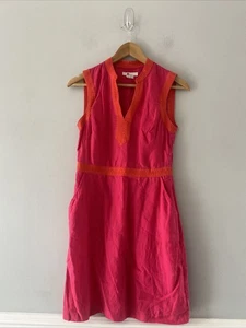 Boden Linen Dress Size 6 Pink Orange Pockets - Picture 1 of 16