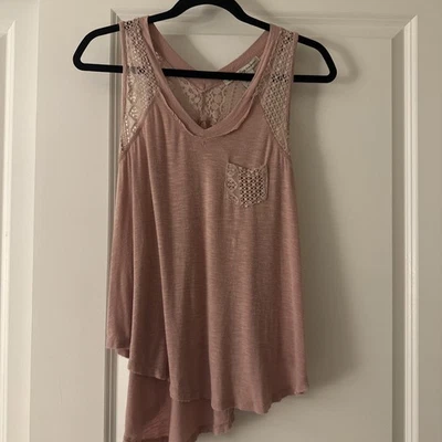 Tanque assimétrico American Rag Dusty Rose renda XS - Imagem 1 de 4