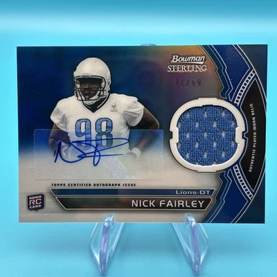 Nick Fairley 2011 Bowman Sterling AUTO ROOKIE PATCH #BSAR-NF 37/99 - Image 1 of 2