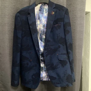 AU NOIR Mens Navy Blue Cotton Blazer Sports Jacket Stretch Lining Size 40R - Picture 1 of 8