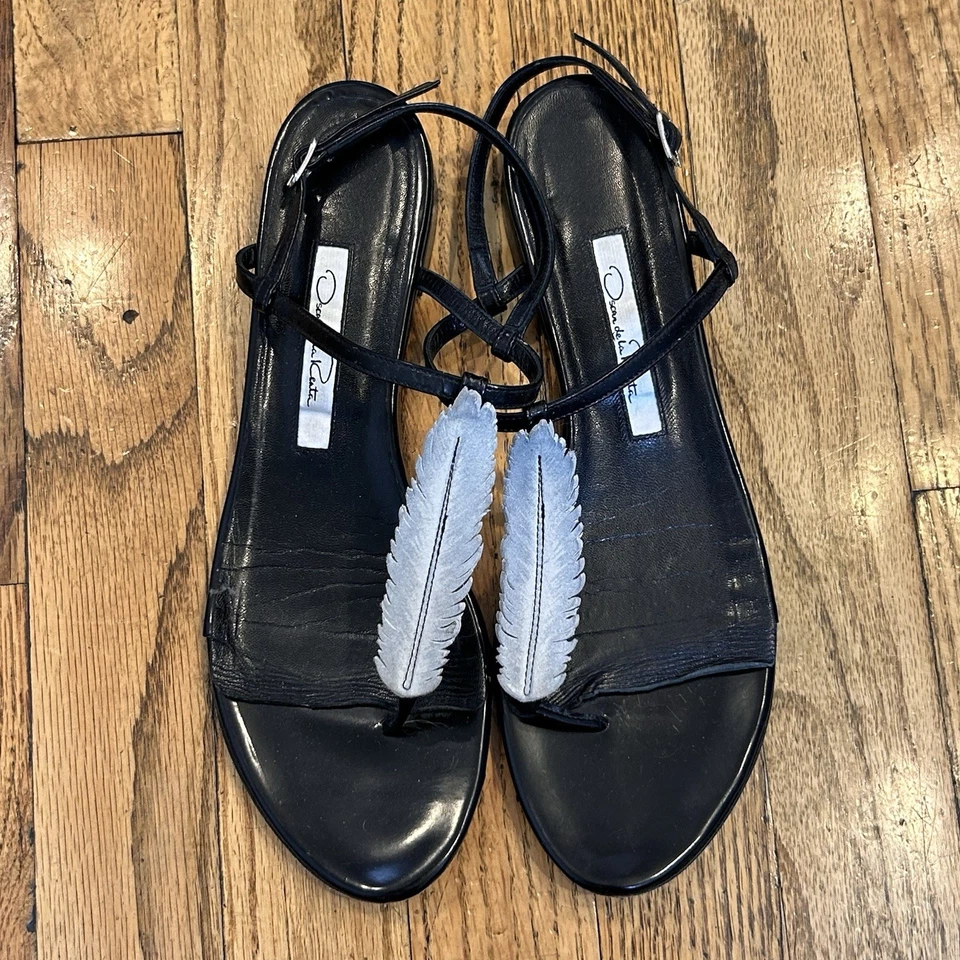 Sandalias Oscar Del La Renta para mujer 40/9,5 cuero auténtico hechas en Italia Foto 1 de 4