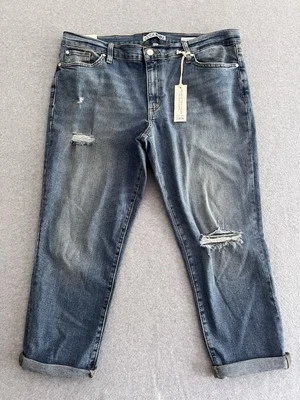 Code BLEU Boyfriend Jean Straight Leg Tummy Slimming Sz 16 Jelena Wash Distress - Image 1 of 4