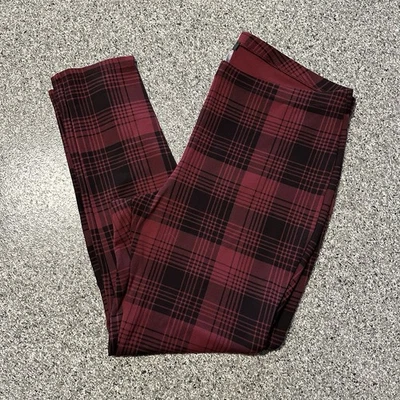 Express Leggings Womens L 33x26 High Rise Pull On Skinny Ankle Plaid Red - Image 1 of 4
