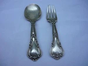 Antique Gorham Sterling Silver Childrens Spoon and Fork Chantilly Pattern - Picture 1 of 3