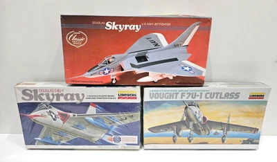 3 KIT LOT 1/48 LINDBERG 2X F4D-1 SKYRAY + VOUGHT F7U-1 CUTLASS VINTAGE MODELS - Image 1 of 2