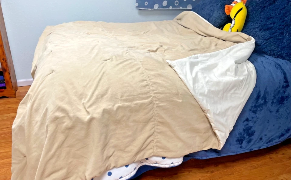 Королева полный микрофибры одеяло желтовато-коричневый искусственной замши серо-коричневый мягкий тяжелый полиэстер/хлопок - Изображение 1 из 4