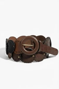 Wilson Leather Patchwork Belt Brown Boho Western Artisan Style Size Medium 36 in - Bild 1 von 10