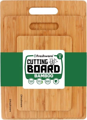 Bamboo Cutting Boards for Kitchen [Set of 3] Wood Cutting Board for Chopping Mea - Image 1 of 4
