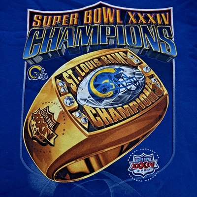 Sudadera De Colección 2000 St Louis Rams Grande NFL Super Bowl XXXIV Anillo Campeones Foto 1 de 4