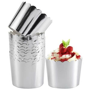 Paper Baking Cups, 50pcs Cupcake Liners Silver Muffin Liners Greaseproof Disp... - Picture 1 of 7