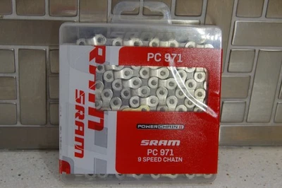 SRAM PC-971 9 Speed Silver/Gray Chain with Gold Powerlink 114 links - Image 1 of 3