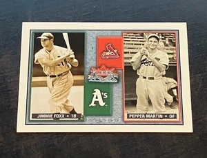 Jimmie Foxx Pepper Martin Inserto 2002 Fleer Fall Clásico FACCIONES RIVALES #d/500 - Imagen 1 de 2