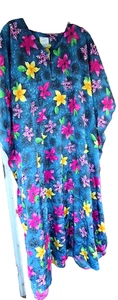 Mumu house dress  night gown hospital wear Shimmer  blue 1 size mom grandma - Picture 1 of 11