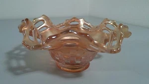 Vintage Fenton Gitter Korbgeflecht Ringelblume Karneval Glas 6" Schüssel Neuwertig Schale - Bild 1 von 8