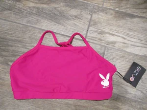 Onzie Pink White Playboy Bunny Sport Bra Size M/L Triangle Back Strapping USA - Picture 1 of 8
