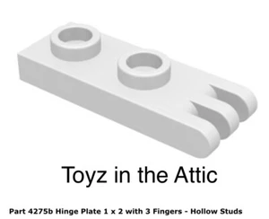 Lego 1x 4275b Placa de Bisagra Blanca 1 x 2 con 3 Dedos - Tachuelas Huecas Espacio 6972 - Imagen 1 de 1