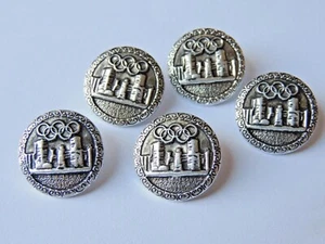 5 boutons en métal de couleurs argenté Jeux olympique - collection sport  - Picture 1 of 2