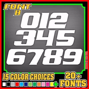 3x Calcomanías Personalizadas de Matrícula de Carreras Motocross Bicicleta MX SX ATV Go Kart Coche de Carreras - Imagen 1 de 10
