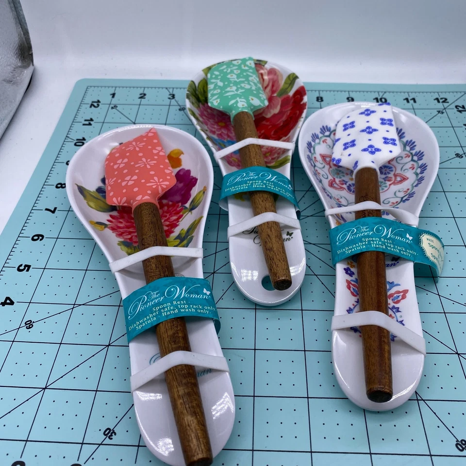 The Pioneer Woman Blooming Bouquet Spoon Rest & Spatula 2pc Set